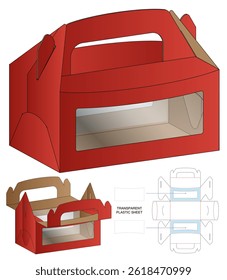Red Food Packaging Box Dieline Blueprint Template