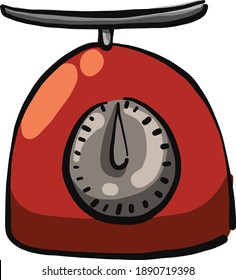Red food scale, illustration, vector on a white background.