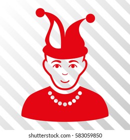 Red Fool toolbar pictogram. Vector pictograph style is a flat symbol on diagonal hatch transparent background.