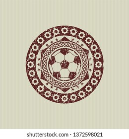 Red football ball icon inside distress grunge seal