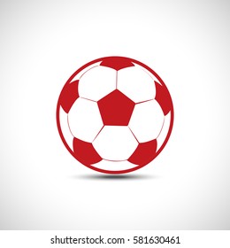 Red Football ball Vector icon. Soccer ball Icon.
