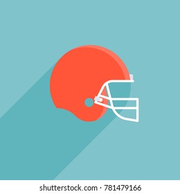 Red football helmet vector, flat design icon