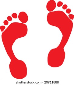 red footprint. vector illustration