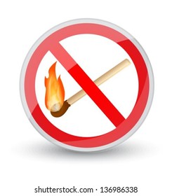 red forbidden sign with a burning match