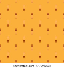 Red Fork icon isolated seamless pattern on brown background. Cutlery symbol.  Vector Illustration