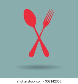 Red fork and spoon 