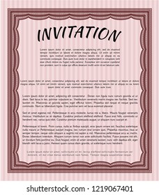 Red Formal invitation. Artistry design. Vector illustration. Printer friendly. 