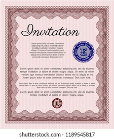 Red Formal invitation. With background. Artistry design. Customizable, Easy to edit and change colors. 