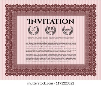 Red Formal invitation. With background. Vector illustration. Money style design. 