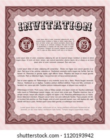 Red Formal invitation. Complex background. Excellent design. Detailed. 