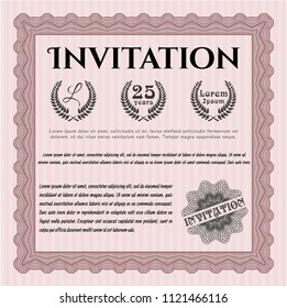 Red Formal invitation. With complex background. Perfect design. Detailed. 