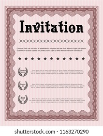 Red Formal invitation. With complex background. Beauty design. Vector illustration. 