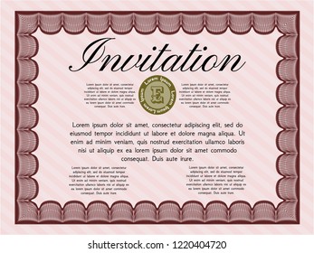 Red Formal invitation. Complex background. Sophisticated design. Detailed. 