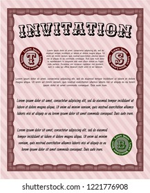 Red Formal invitation. Complex background. Artistry design. Customizable, Easy to edit and change colors. 