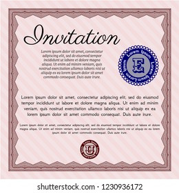 Red Formal invitation. Complex background. Customizable, Easy to edit and change colors. Beauty design. 