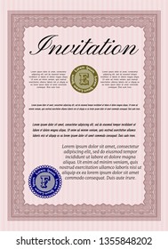 Red Formal invitation. With complex background. Perfect design. Vector illustration. 