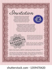 Red Formal invitation. With complex background. Lovely design. Detailed. 