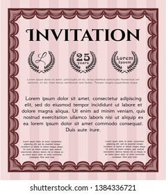Red Formal invitation. Complex background. Detailed. Lovely design. 