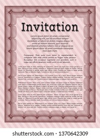 Red Formal invitation. With complex linear background. Good design. Customizable, Easy to edit and change colors. 
