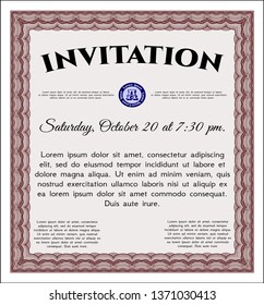 Red Formal invitation. Cordial design. With quality background. Vector illustration. 