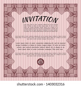Red Formal invitation. Cordial design. Complex background. Customizable, Easy to edit and change colors. 