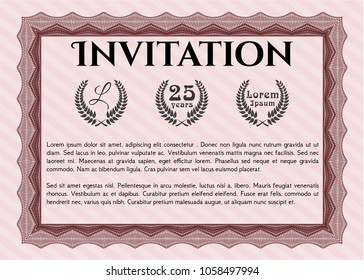   Red Formal invitation. Customizable, Easy to edit and change colors. With linear background. Good design. 