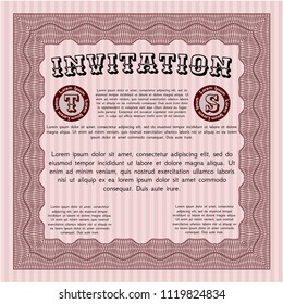Red Formal invitation. Customizable, Easy to edit and change colors. With guilloche pattern. Sophisticated design. 