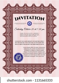 Red Formal invitation. Customizable, Easy to edit and change colors. With quality background. Modern design. 