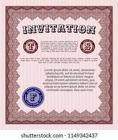 Red Formal invitation. Customizable, Easy to edit and change colors. Easy to print. Cordial design. 