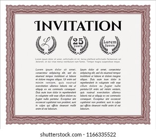 Red Formal invitation. Customizable, Easy to edit and change colors. With complex background. Good design. 