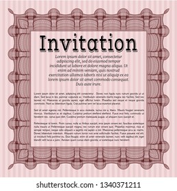 Red Formal invitation. Customizable, Easy to edit and change colors. With guilloche pattern. Good design. 