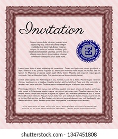 Red Formal invitation. Customizable, Easy to edit and change colors. With complex background. Nice design. 