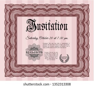 Red Formal invitation. Customizable, Easy to edit and change colors. With guilloche pattern and background. Sophisticated design. 