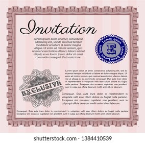 Red Formal invitation. Customizable, Easy to edit and change colors. With complex linear background. Excellent design. 