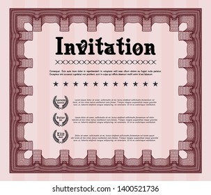 Red Formal invitation. Customizable, Easy to edit and change colors. With complex linear background. Good design. 