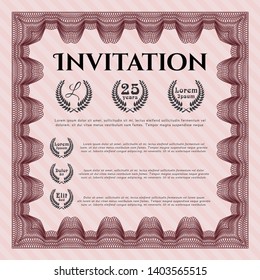 Red Formal invitation. Customizable, Easy to edit and change colors. Complex background. Artistry design. 