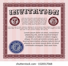 Red Formal invitation. Customizable, Easy to edit and change colors. With guilloche pattern and background. Perfect design. 