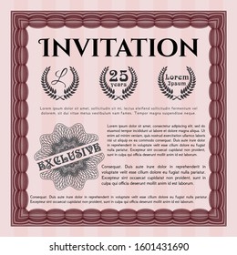Red Formal invitation. Customizable, Easy to edit and change colors. With complex linear background. Lovely design. 