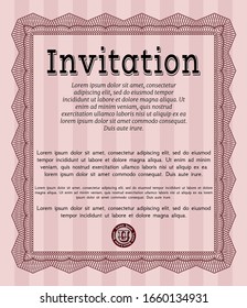 Red Formal invitation. Customizable, Easy to edit and change colors. With great quality guilloche pattern. Beauty design. 