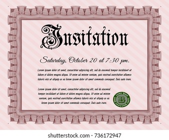 Red Formal invitation. Customizable, Easy to edit and change colors. Printer friendly. Money style design. 