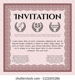 Red Formal invitation. Detailed. With complex background. Money Pattern. 