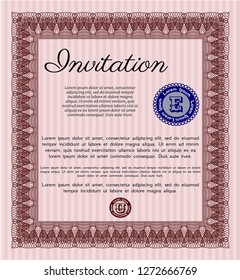 Red Formal invitation. Detailed. Complex background. Money Pattern design. 