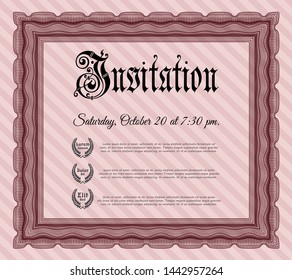 Red Formal invitation. Detailed. Complex background. Money design. 