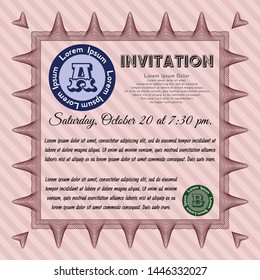 Red Formal invitation. Detailed. Complex background. Lovely design. 