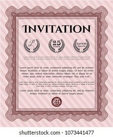 Red Formal invitation. Detailed. Printer friendly. Artistry design. 