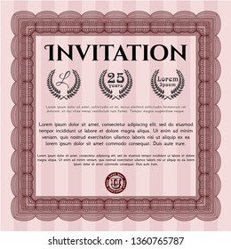 Red Formal invitation. Detailed. Printer friendly. Money Pattern design. 