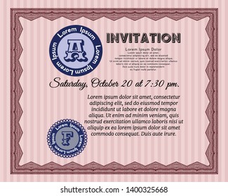 Red Formal invitation. Detailed. Printer friendly. Excellent design. 