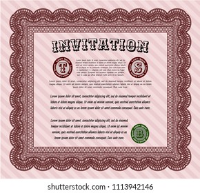 Red Formal invitation. Easy to print. Artistry design. Customizable, Easy to edit and change colors. 