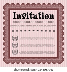 Red Formal invitation. Easy to print. Money style design. Vector illustration. 