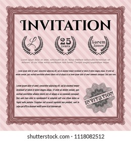 Red Formal invitation. Elegant design. Vector illustration. With background. 